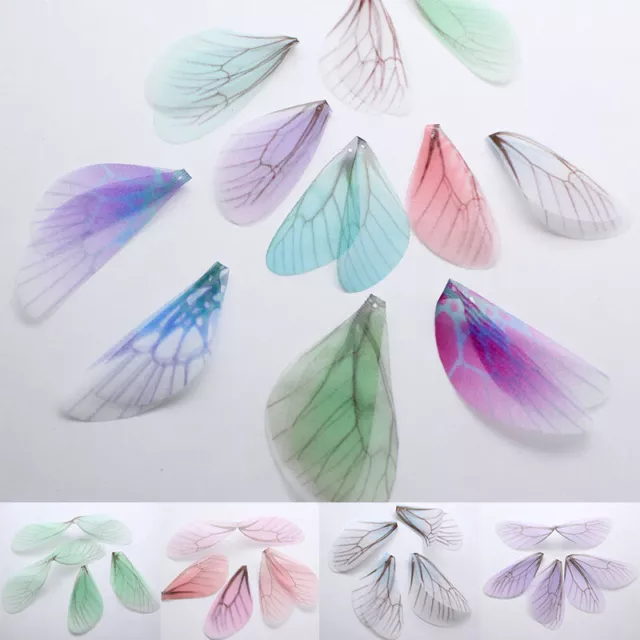 10 piezas Hacer Pendientes Hallazgos Chifón Mariposa Alas Ropa Bordado Decoración
