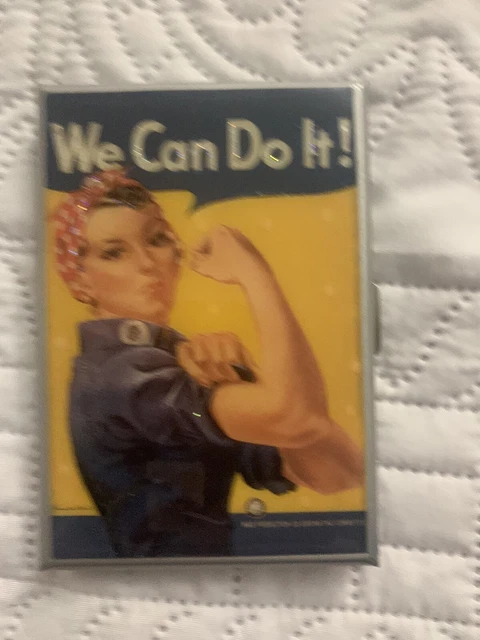 Rosie The Riveter Metal Case Pin Up Retro Vintage ID Card Holder