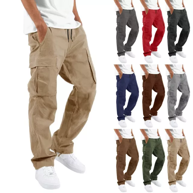 Mens Casual Joggers Pants Sweatpants Cargo Combat Loose Sports Workout Trousers