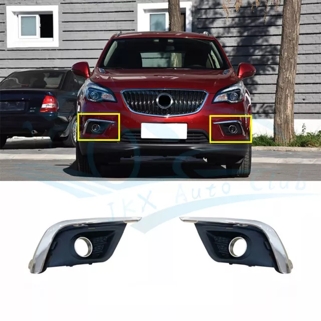 For Buick Envision 2016-2018 Right&Left Bumper Fog Light Grille Cover w/Chrome s