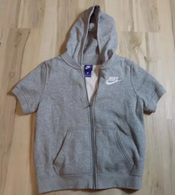 Nike Boys Short Sleeve Zip Up Gray Hooded Vest. Size Medium