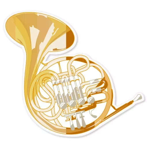 French Horn musical instrument band car sticker 4" x 4"