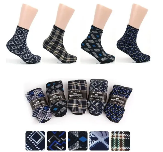 Men's Warm Winter Crew Socks Korean Slipper Sock Napping Plush Socks 3 pairs