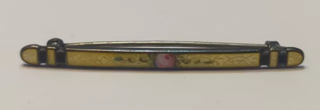 Art Deco FA Hermann Sterling Guilloche Enamel Bar Pin