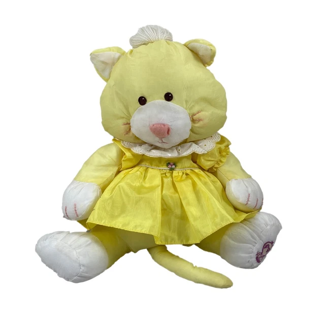 Vintage Fisher Price Puffalump Yellow Cat Plush 1986 Stuffed Toy - So Soft!