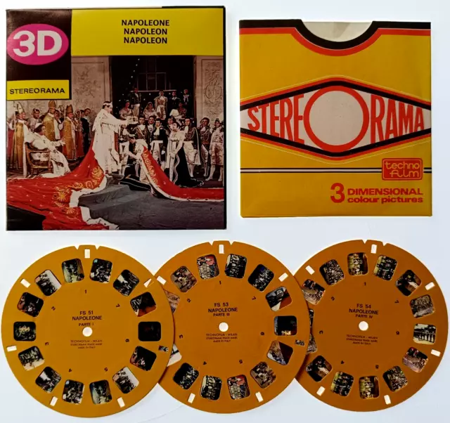 3x STEREORAMA 3D REEL ⭐ NAPOLEON ⭐ KINO, Cinema,Stereo Bildscheiben, View-Master