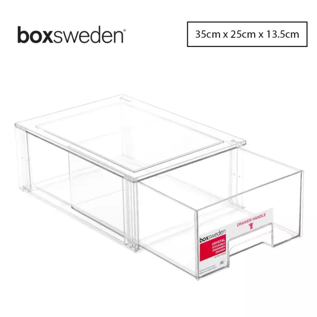 6 x Boxsweden Stackable Organiser Drawer 35x25cm Storage Container Box w/ Handle