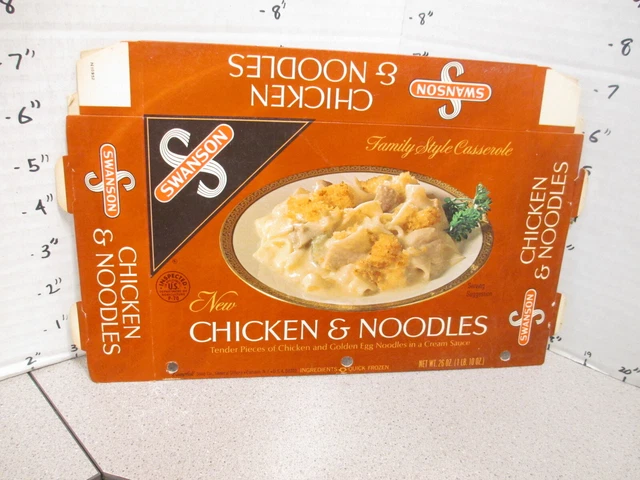 SWANSON 1960s CHICKEN & egg NOODLES pasta TV dinner frozen food box