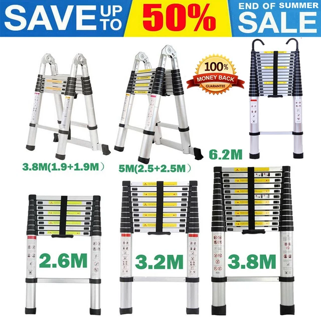 TELESCOPIC LOFT LADDER 2.6M Extendable Collapsible Step Ladder Securing