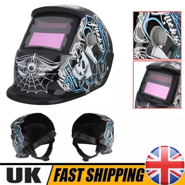 Pro Solar Auto Darkening Power Welding Helmet Welders Mask Powered Safety UK