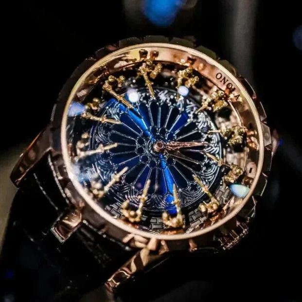 Orologio ONOLA Dodici Tavola Rotonda Quadrante Cavaliere Uomo Wormhole Concept Quarzo 3Bar