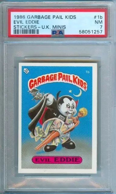 1986 Topps GPK 1st Series GARBAGE PAIL KIDS uk Mini EVIL EDDIE #1b PSA 7