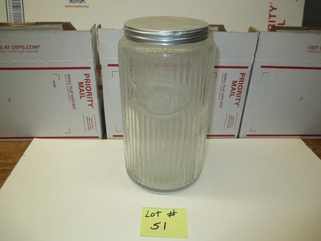 Hoosier Cabinet Original Coffee Spice Jar Emboss Coffee Letters  Lot # 51
