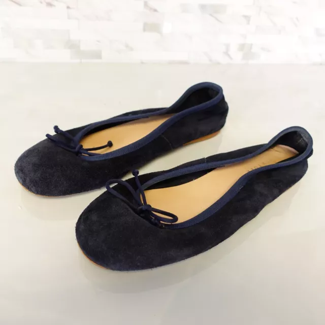 Barneys New York Shoes Women Leather Size 36 Ballet Slide Flat Suede 6 Blue Navy