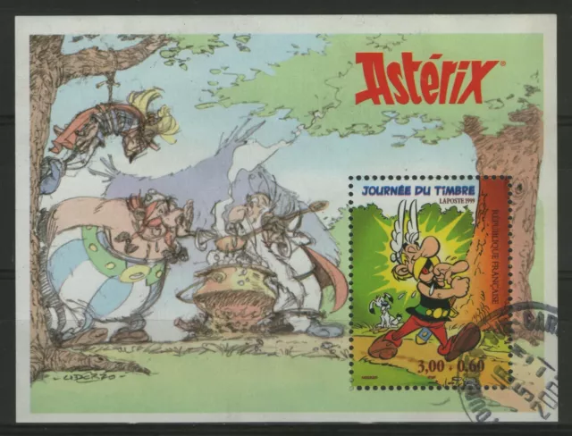 FRANCE:  "bloc ASTERIX"  BF.n°22 oblitéré, variété "RE-ENTRY" (UDERZO et ITVF) !