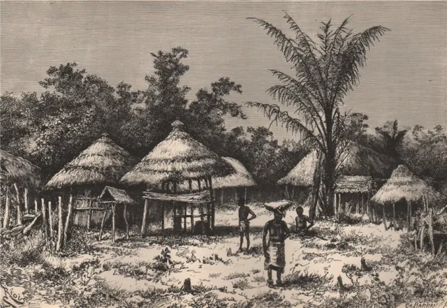 Dwellings in Nupé. Nigeria. The Niger Basin 1885 old antique print picture