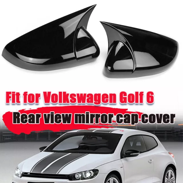 For VW Golf MK6 GTI GTD R 2009-13 DOOR WING MIRROR COVER CAPS GLOSS BLACK COLOR