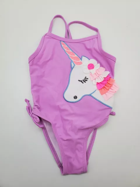 New FLAPDOODLES Toddler Girls Size 2T One-Piece Violet Unicorn Bathing Swim Suit