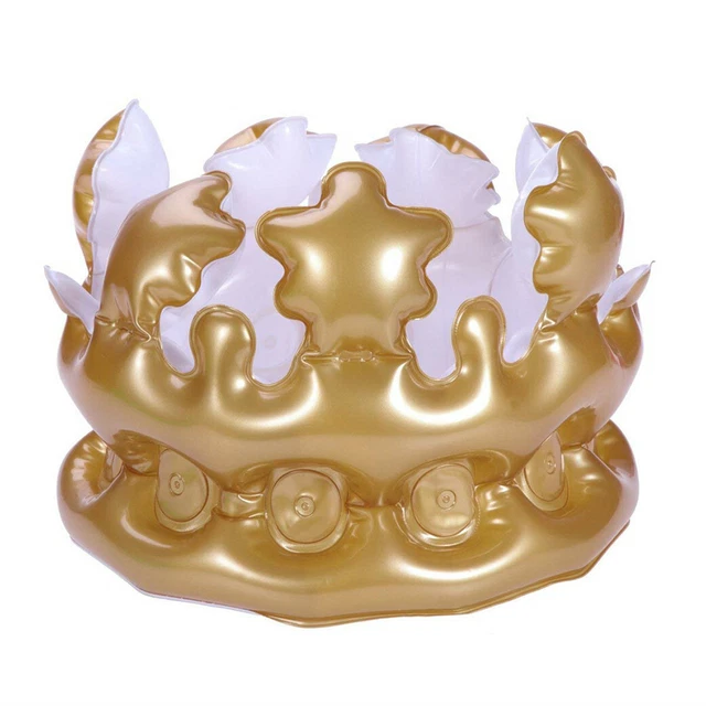 Inflatable Adult Gold Crown - Costume Accessory Fancy Dress Up King Toy Party