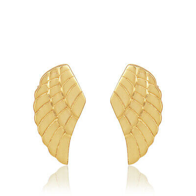 18k Gold Plated Solid Handmade Feather Studs Art Deco Women Fashion Earring