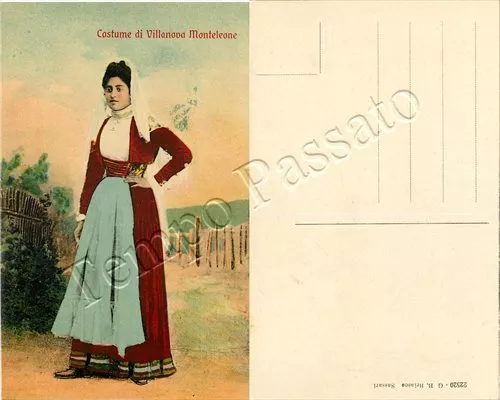 Cartolina di Villanova Monteleone, costume tradizionale - Sassari