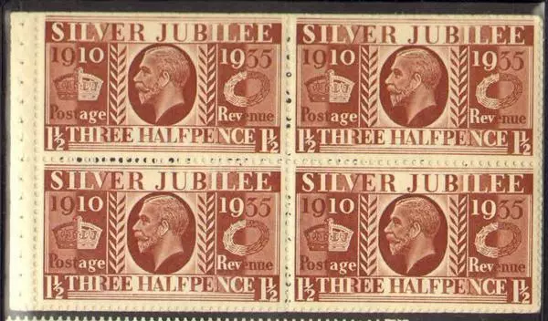 SG455 1 1/2d RED-BROWN MNH BOOKLET PANE NComB7