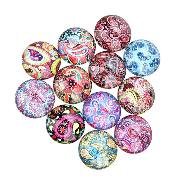 20 PCS Mosaic Printed Cabochons Vintage Ornament Necklace
