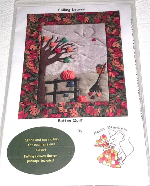 Falling Leaves Button Quilt Kit by Mouse Blankets 11.50"x 9" Fabric & Buttons