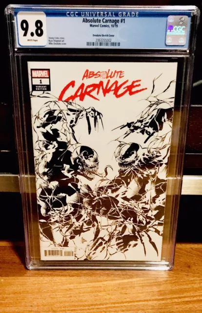 Absolute Carnage #1 CGC 9.8 Sketch B&W Deodato Party Variant Cates MARVEL NM
