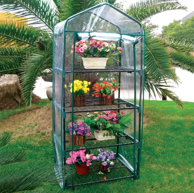 4 Tier Mini Greenhouse Outdoor Garden Plants Grow Green House PVC Cover