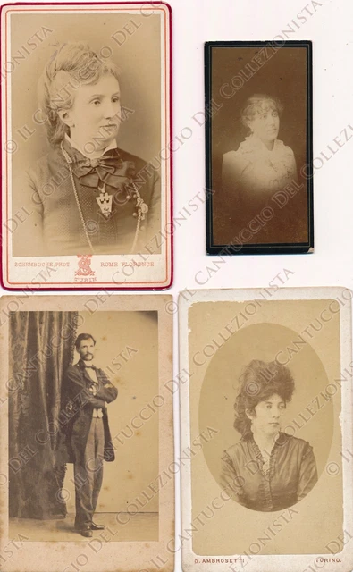 1880c Ritratti Gentildonne gentiluomo Carte de visite CDV LOTTO 4 Fotografie
