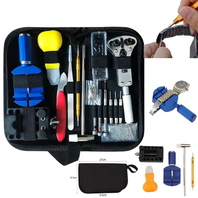 144Pcs Watch Repair Case Pin Link Spring Strap Remover Opener Tool Kit Set