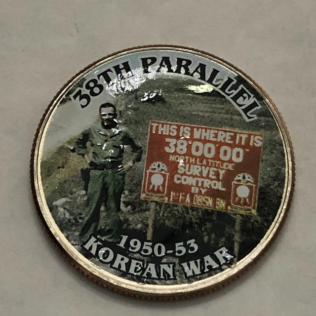 Colorized Kennedy half dollar. 38TH PARALLEL. KOREAN WAR 1650-1953. #62
