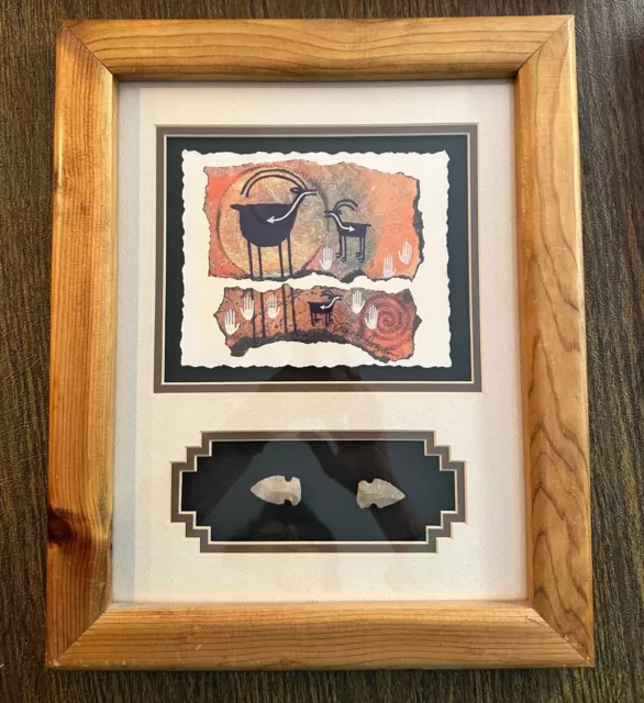 Ginny Hogan Matted and Framed Print - Petroglyphs & Arrow Heads