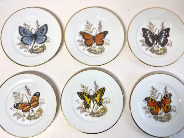 Btg WEST GERMAN Butterfly Porcelain Salad Plates JKW Josef Kuba Porcelain Set 6