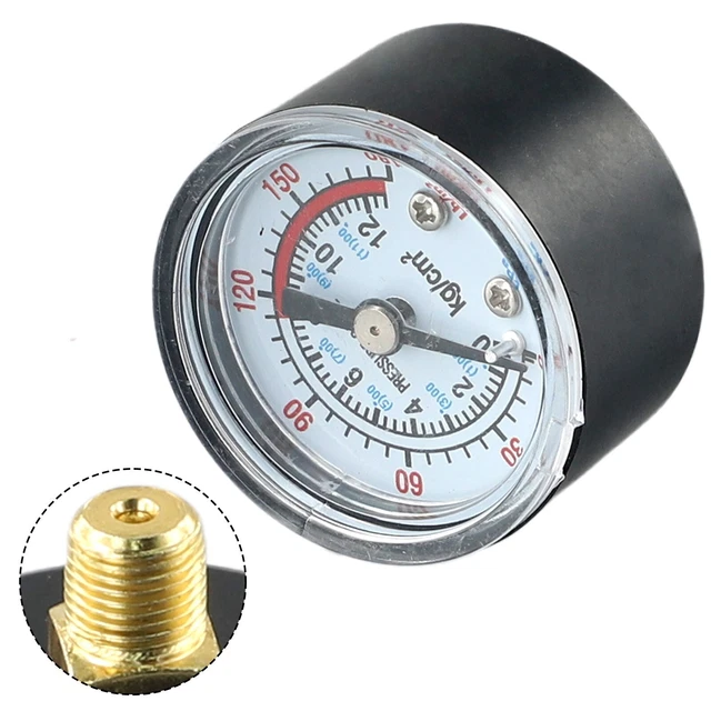 Manomètre Mécanique 0-180 PSI 0-12 Bar - Jauge Compresseur Air Huile Eau 42mm