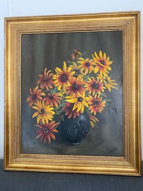 ANCIEN TABLEAU HUILE sur toile signée marine avec bateaux peinture contemporaine EUR 159,00