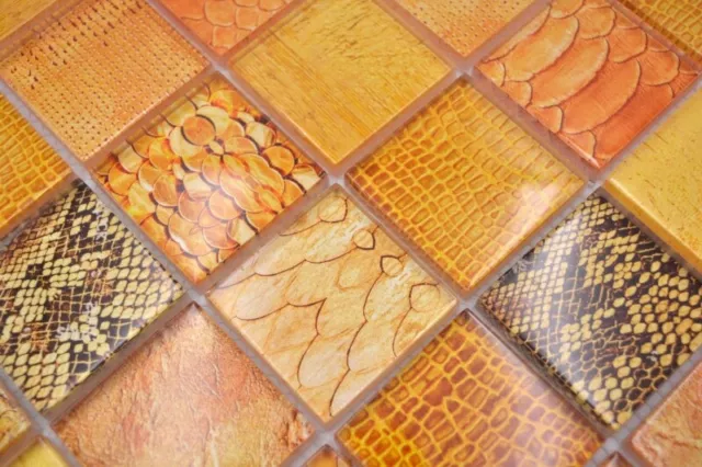 Handmuster Mosaikfliese Glasmosaik Kombi Forest orange Küche Badezimmer Wand  ..