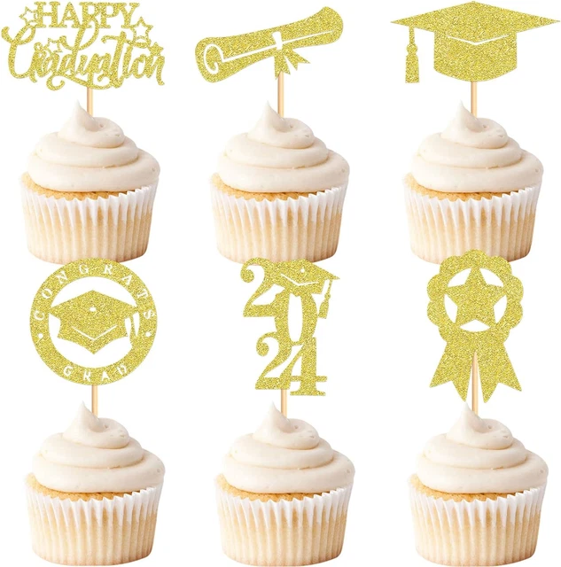 24 PACK 2024 Happy Graduation Cupcake Toppers Graduated for 2024
