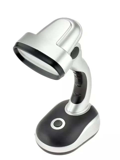 SE FL89012L 12-LED Table Lamp with Adjustable Pivoting Neck, Black/Silver