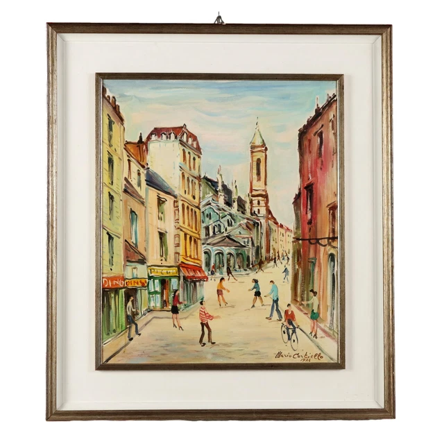Dipinto Contemporaneo M. Cortiello 1976 Scorci Cittadini di Parigi Olio su Tela