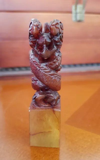 Antik geschnitztes Objekt aus Stein Drache, Netsuke? China Handarbeit 2