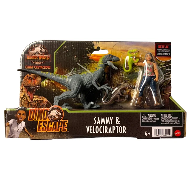 JURASSIC WORLD SAMMY Velociraptor 2 Pack Camp Cretaceous Dino Escape 