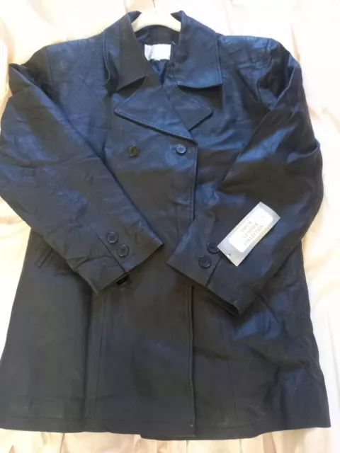 Cappotto da uomo in vera pelle collezione infuso vintage taglia media nero nuovo con etichette