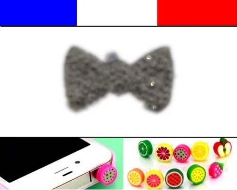 Cache anti-poussière jack universel iphone capuchon bouchon Noeud Chromé