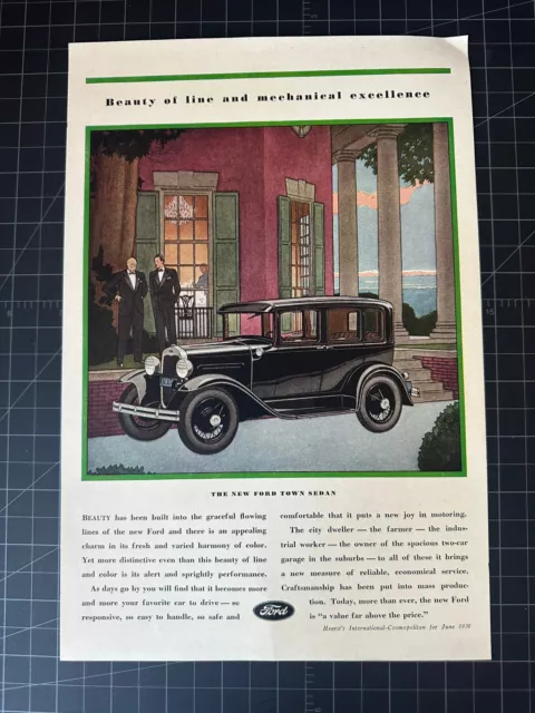 Rare 1930 Ford Town Sedan Print Ad