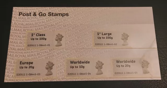 2008 Post & Go Stamps FS1-FS5 1st Class - Worldwide 20g Unmounted Mint Set of 5