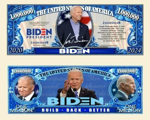 ✅ Pack of 50 Joe Biden Presidential 1 Million Dollar Bills Novelty Collectible ✅