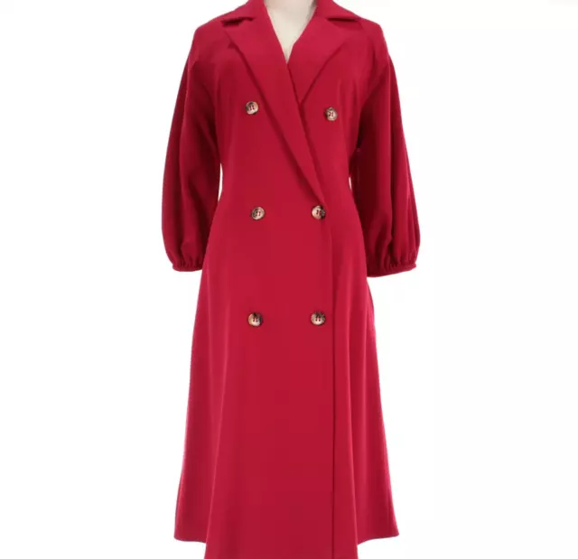 Black Halo NWT Double Breasted Trench Dress Size 6 in Solid Sangria Red