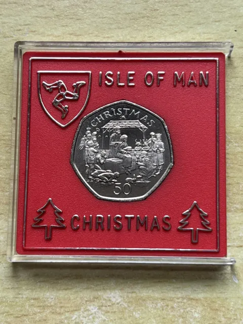 Isle of Man Christmas 50p ✨1991 Nativity Scene ✨ Circulated Coin ✨ Plastic Case